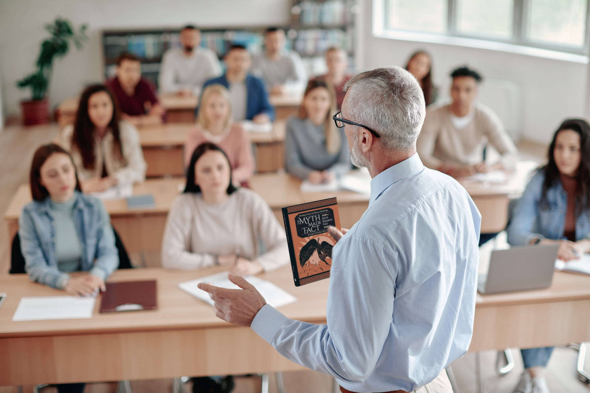 Professor teaching a college class